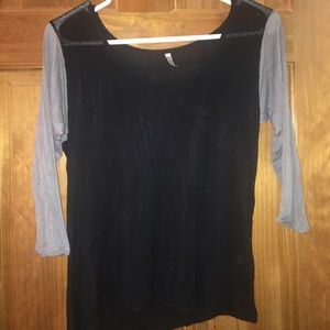 Sheer black and grey top.